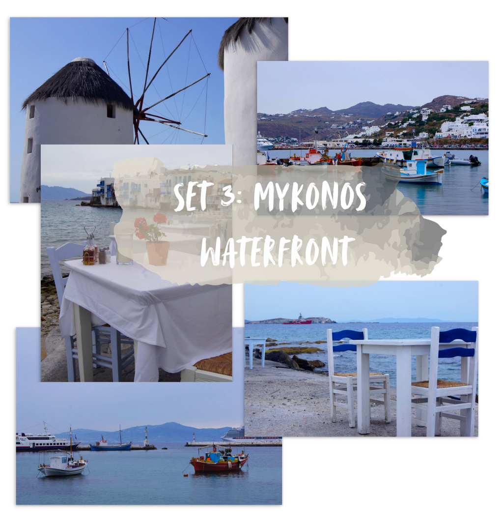 Set 3: Mykonos Waterfront - Set of 5 Postcards