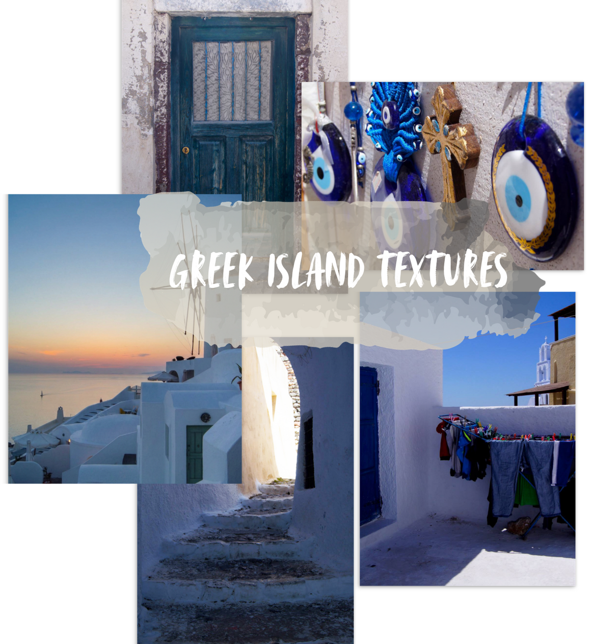 Set 5: Greek Island Textures - Set of 5 Postcards