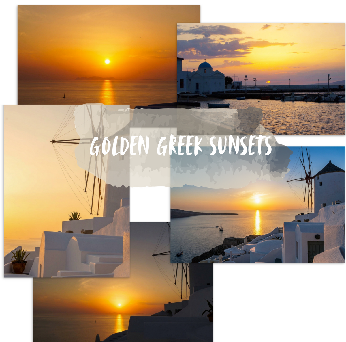 Set 8: Golden Greek Sunsets - Set of 5 Postcards